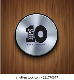 Vector metal icon on wooden background. Eps10