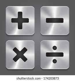 Vector Metal Icons Math Symbols.