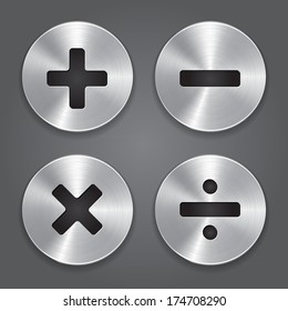 Vector Metal Icons Math Symbols.