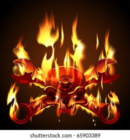 Vector Metal Jolly Roger in flame