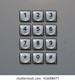 Vector Metal Keypad. Phone keypad buttons template