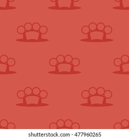 Vector Metal Knuckles Silhouette Seamless Pattern on Red.
