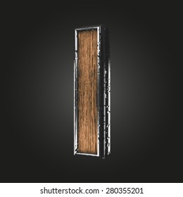 i vector metal letter with wood