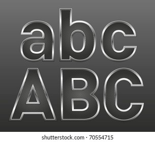 vector metal letters and numbers big and small set