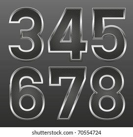 vector metal letters and numbers big and small set
