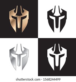 vector metal mask helmet abstract m icon design