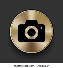 Vector metal multimedia camera icon / button, graphic design element