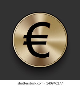 Vector metal multimedia euro icon / button, graphic design element
