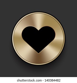 Vector metal multimedia heart icon / button, graphic design element