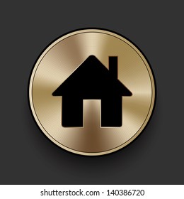 Vector metal multimedia home icon / button, graphic design element
