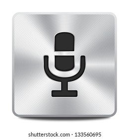 Vector metal multimedia microphone icon / button, design element