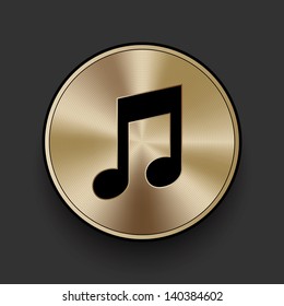 Vector metal multimedia musical note icon / button, graphic design element