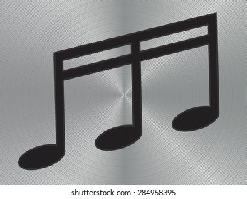 Vector metal multimedia musical note icon / button, design element