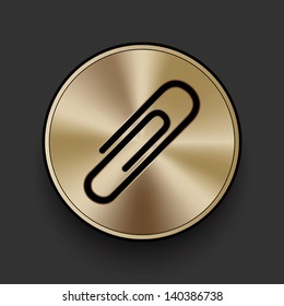Vector metal multimedia paper clip icon / button, graphic design element