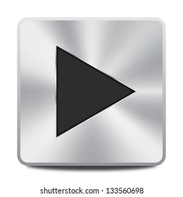 Vector metal multimedia play icon / button, design element