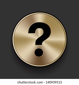 Vector metal multimedia question mark icon / button, graphic design element