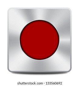 Vector metal multimedia rec icon / button, design element