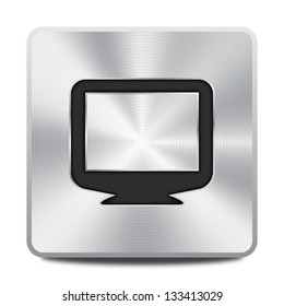 Vector metal multimedia screen icon / button, graphic design element