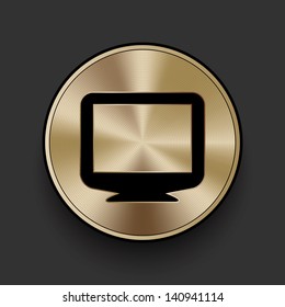 Vector metal multimedia screen icon / button, graphic design element