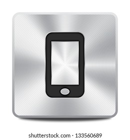 Vector metal multimedia smart phone icon / button, graphic design element