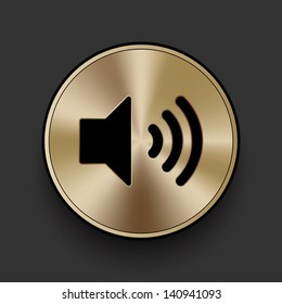 Vector metal multimedia speaker volume icon / button, graphic design element