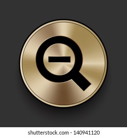 Vector metal multimedia zoom out icon / button, graphic design element