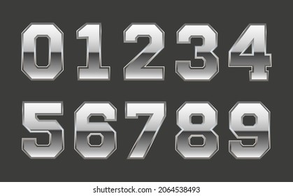 Vector metal numbers.Set of chrome numbers.