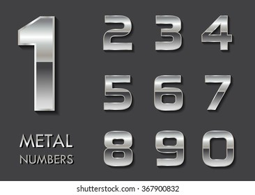 Vector Metal Numbers.Set Of Chrome Numbers.