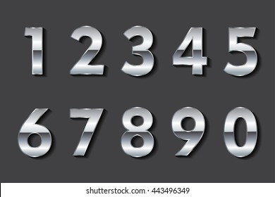 Vector Metal Numbers.Set Of Chrome Numbers.