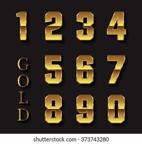Vector metal numbers.Set of golden numbers.