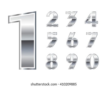 Vector metal numbers.Silver numbers.