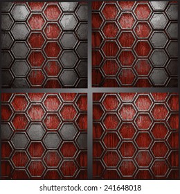 Vector metal on wood background set