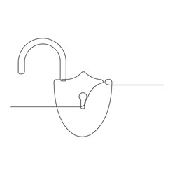 Vector metal padlock continuous one line drawing of  padlock concept security sign illustration