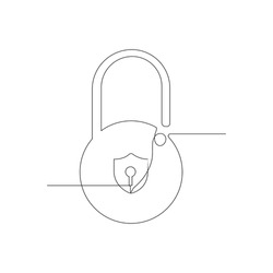 Vector metal padlock continuous one line drawing of  padlock concept security sign illustration