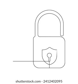 Vector metal padlock continuous one line drawing of  padlock concept security sign illustration