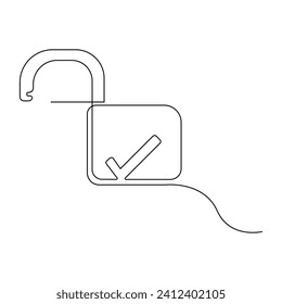 Vector metal padlock continuous one line drawing of  padlock concept security sign illustration