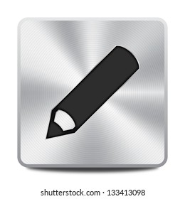 Vector metal pencil icon / button, graphic design element