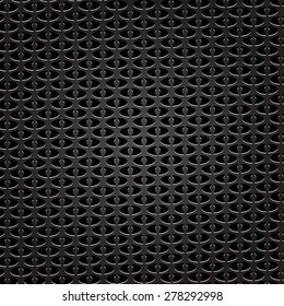 Vector Metal Perforated Background. Dark Iron Perforated Texture.