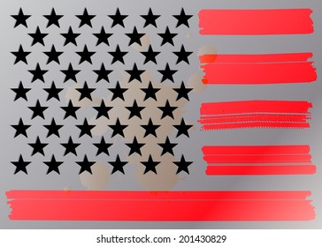 Vector metal plate with star perforation American flag