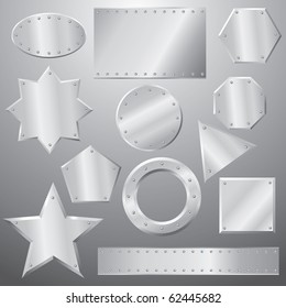 vector metal plates set, grouped objects, fully editable