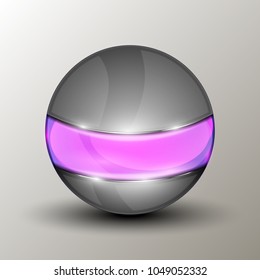 Vector illustration of the metal  ball with the purple line.