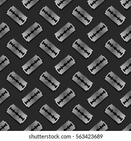 Vector Metal Razor Blade Seamless Pattern on Dark Background
