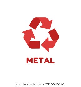 Vector metal recycling symbol. Red recycle symbol on white background.