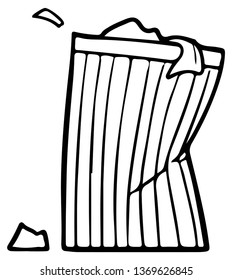 Vector metal rubbish bin monochrome icon