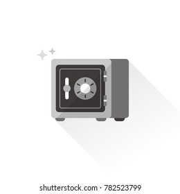 vector metal safe, deposit box / flat, isolated, circle, sign and icon template