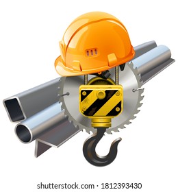 Vector Metal Shipment Concept with Crane Hook isolated on white background