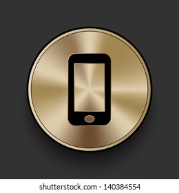 Vector metal smartphone icon / button, graphic design element