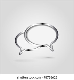 Vector metal speech bubbles with shadow. Forum/chat icon