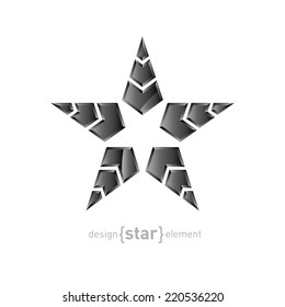 the Vector metal star with arrows on white background