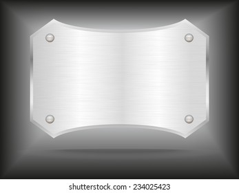 Vector metal steel plate with screws.Vector illustration
